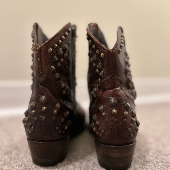 Ash Kendra Brown Leather Studded Calf Leather Western Style Booties Size 36 - Picture 7 of 7